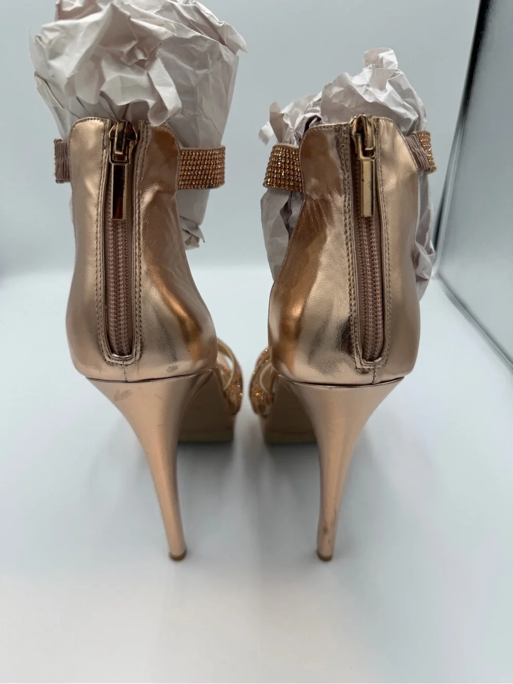 Thalia Sodi Rose Gold Rhinestone Platform Sandals - Picture 3 of 11